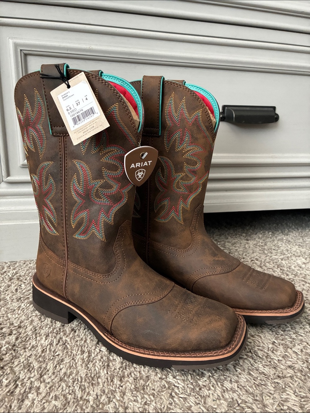 Ariat Brown Western Boots with Turquoise size 6.5 women’s New Delilah